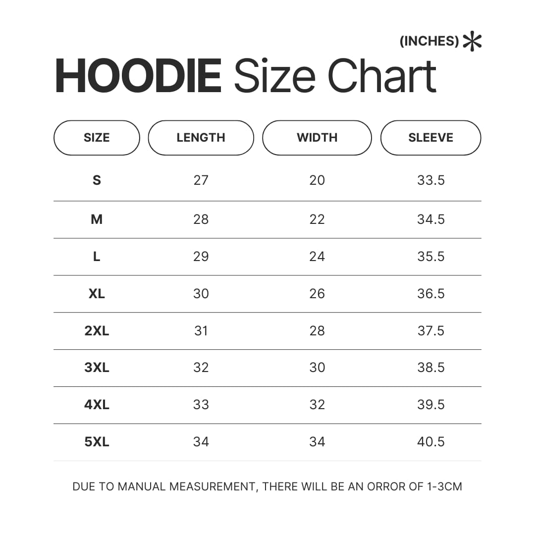 Hoodie Size Chart - Border Collie Merch