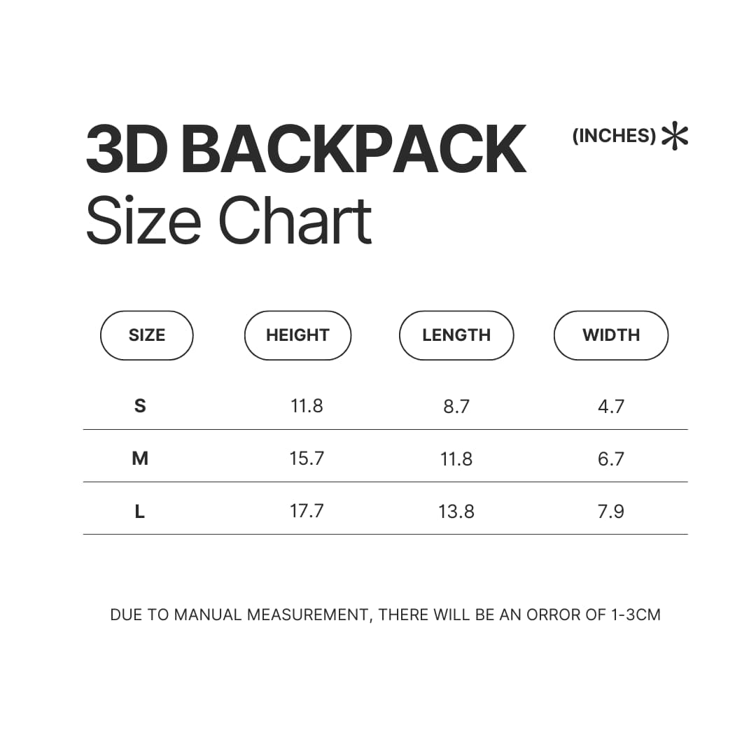 3D Backpack Size Chart - Border Collie Merch