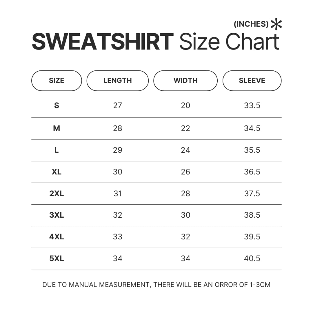 Sweatshirt Size Chart - Border Collie Merch