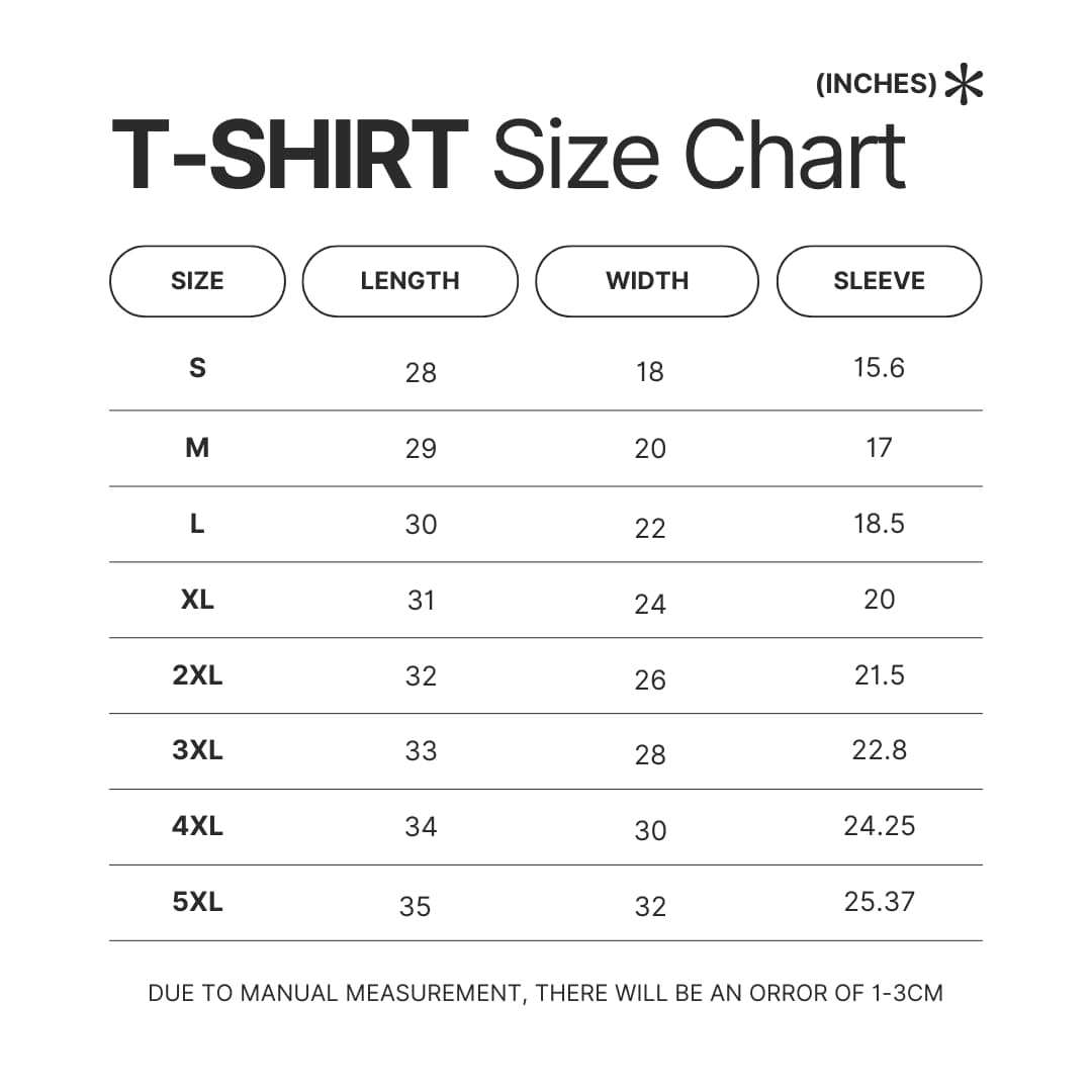 T shirt Size Chart - Border Collie Merch