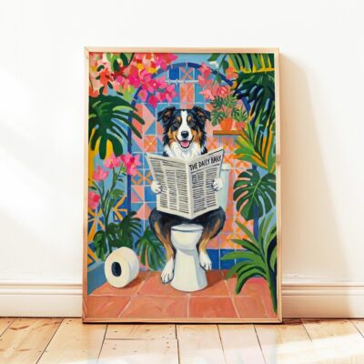 Border Collie Tricolour Toilet Matisse Wall Art