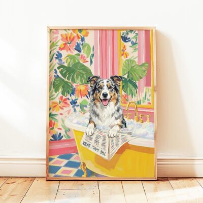 Border Collie Funny Merle Bathroom Wall Art