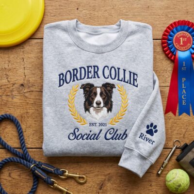 Border Collie Mom Social Club Embroidered Sweatshirt