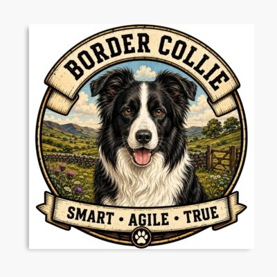 Border Collie Graphic Design Poster