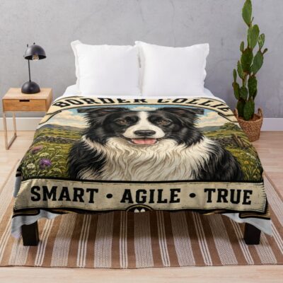 Border Collie Graphic Design Throw Blanket