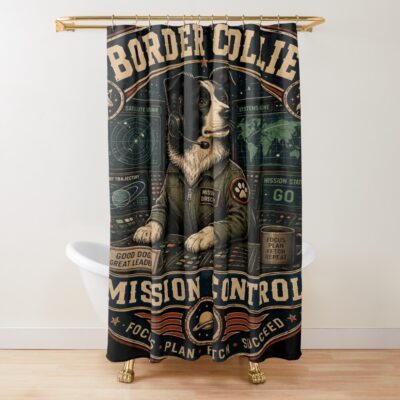 Border Collie Iconic Illustration Shower Curtain