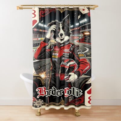 Border Collie Vintage Artwork Shower Curtain