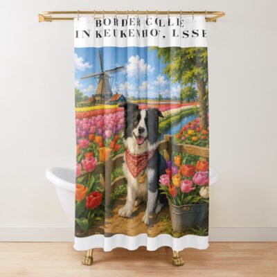 Border Collie Classic Illustration Shower Curtain