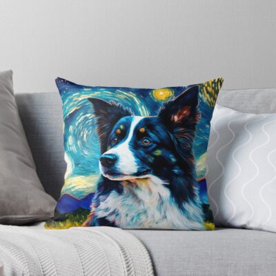 Border Collie Iconic Artwork Throw Pillow