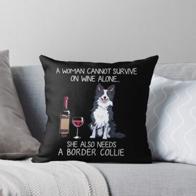 Border Collie Minimalist Artwork Throw Pillow