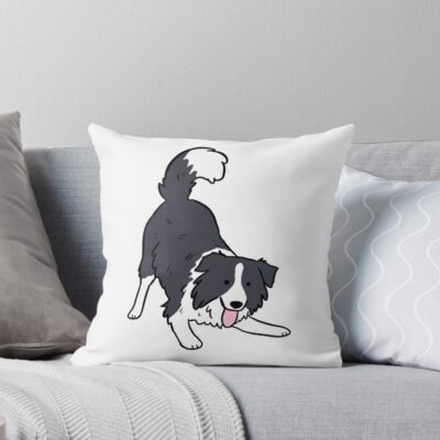 Border Collie Timeless Illustration Throw Pillow