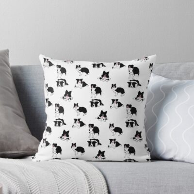 Border Collie Signature Illustration Throw Pillow
