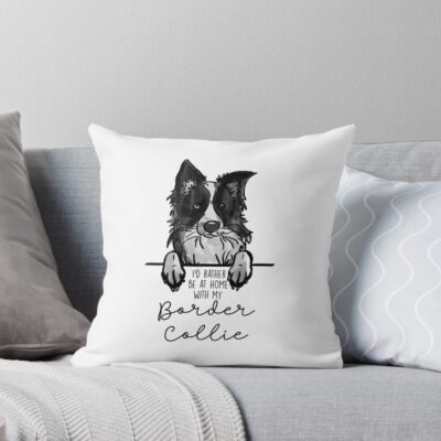 Border Collie Graphic Illustration Throw Pillow